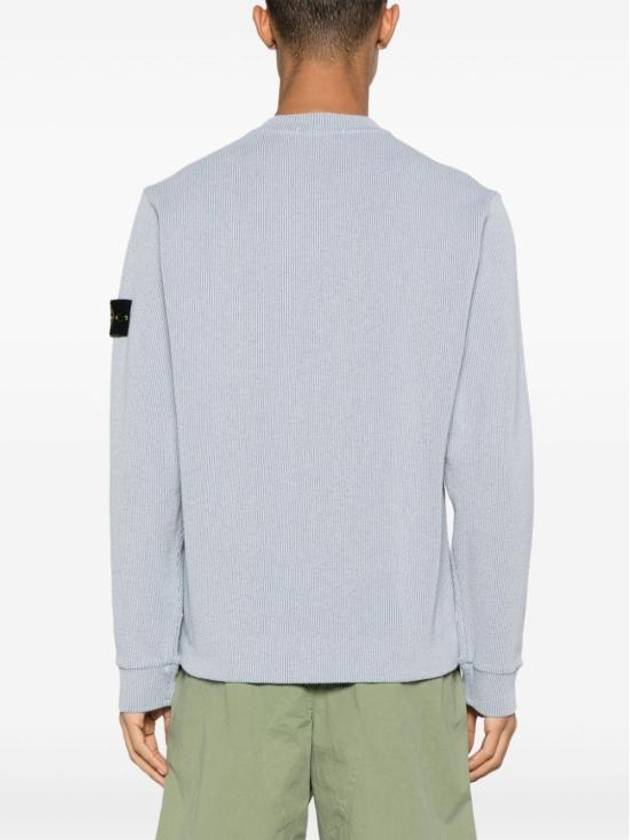 Compass Badge Crew Neck Ribbed Cotton Knit Top Sky Blue - STONE ISLAND - BALAAN 9