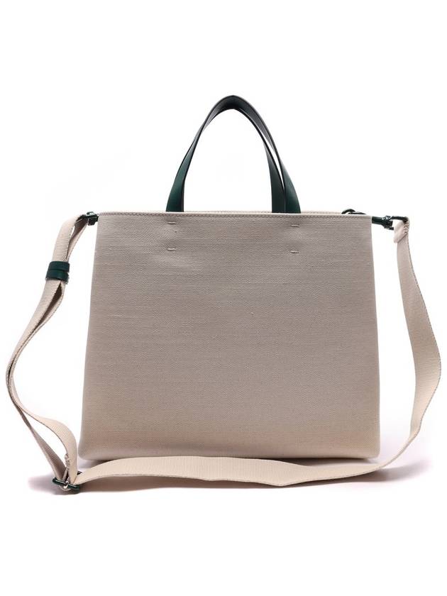 Signature V Logo Canvas Leather Tote Bag Natural Green - VALENTINO - BALAAN 5