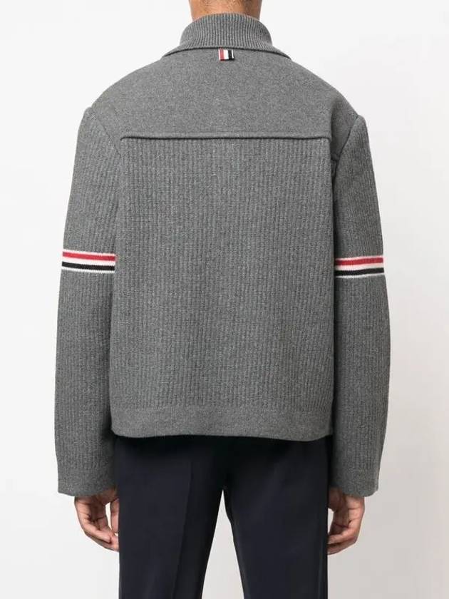 Men's Voile Wool Stripe Workman Jacket Grey - THOM BROWNE - BALAAN 5