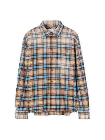 Men's Check Print Long Sleeve Shirt - OFF WHITE - BALAAN 1