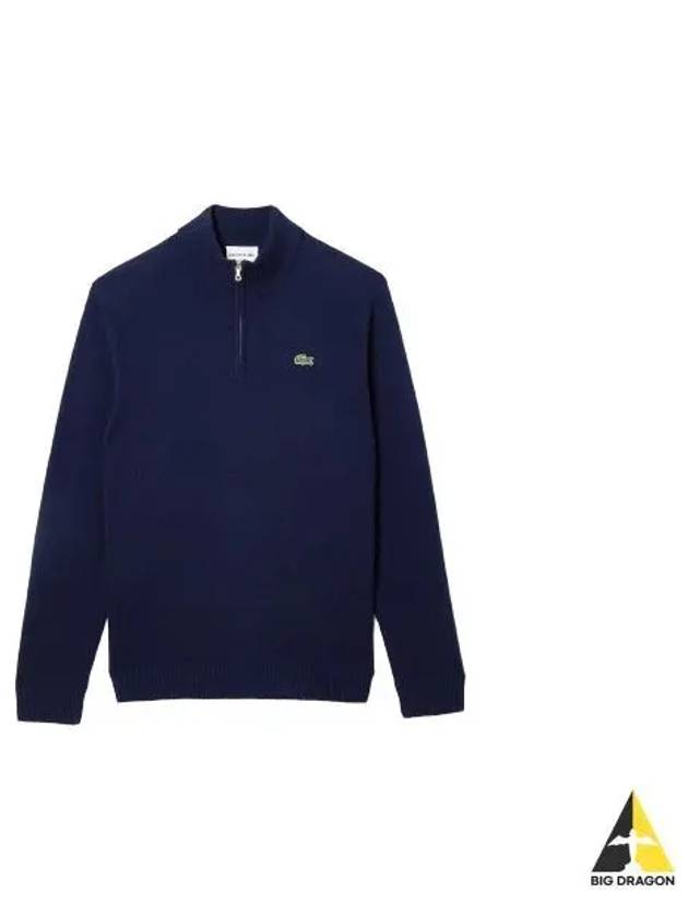 Logo Patch Half Zip Knit Top Navy - LACOSTE - BALAAN 2