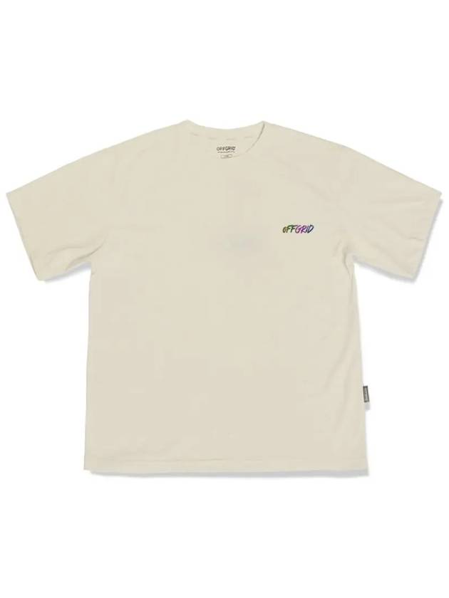 Hologram Decal Logo Short Sleeve T-Shirt Beige - OFFGRID - BALAAN 4