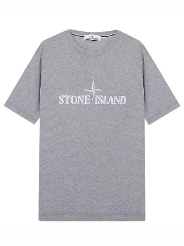 Stitches Two Embroidery Short Sleeve T-Shirt Melange Grey - STONE ISLAND - BALAAN 1