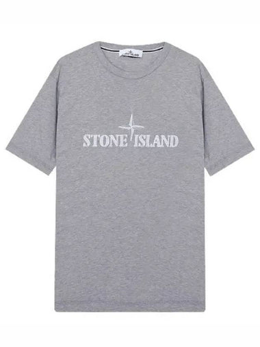 Stitches Two Embroidery Short Sleeve T-Shirt Melange Grey - STONE ISLAND - BALAAN 1