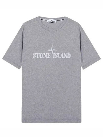 Stitches Two Embroidery Short Sleeve T-Shirt Melange Grey - STONE ISLAND - BALAAN 1