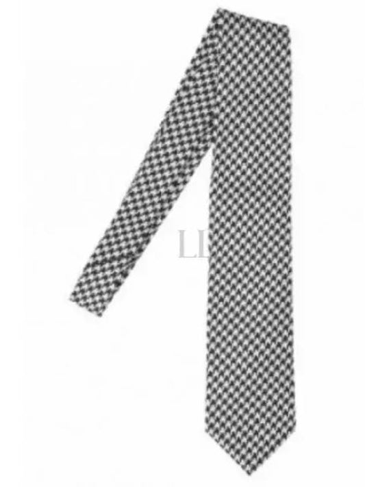 Men's Houndstooth Silk Tie White Black - TOM FORD - BALAAN 2