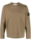 Men's Wappen Patch Crewneck Knit Sweatshirt Dark Beige - STONE ISLAND - BALAAN 1