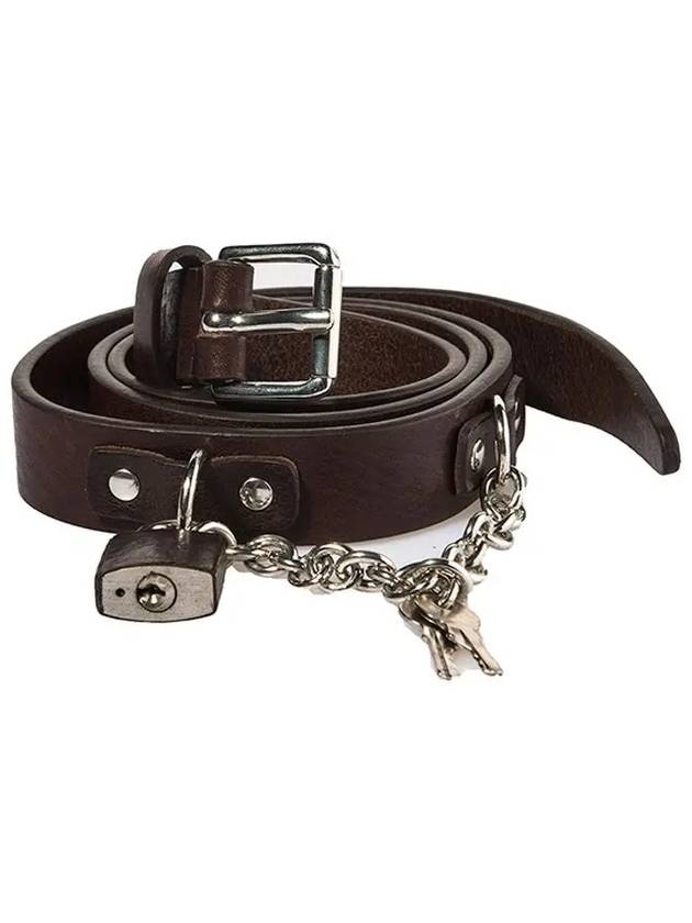 11Th Anniversary Vintage Lock Key Leather Belt Black - DSQUARED2 - BALAAN 3