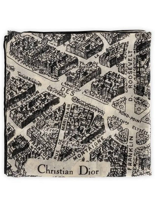 Plan De Paris Shawl Cashmere Scarf Black Beige - DIOR - BALAAN 1