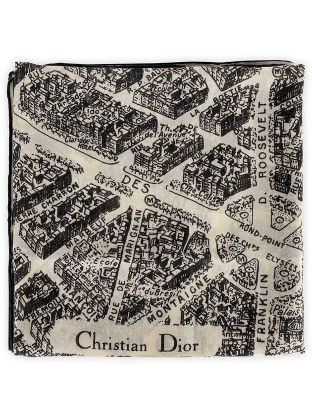 Plan De Paris Shawl Cashmere Scarf Black Beige - DIOR - BALAAN 1