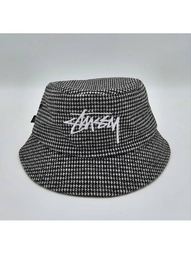 Stock Houndstooth Bucket Hat Black - STUSSY - BALAAN 2