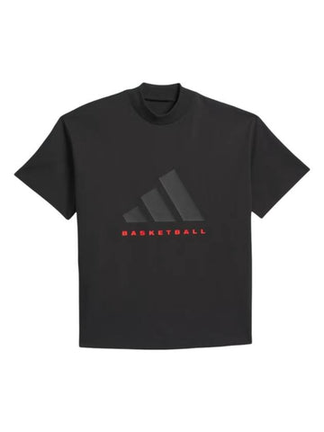 Basketball Logo Print Short Sleeve T-Shirt Black - ADIDAS - BALAAN 1