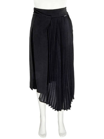 Women s Unbalanced Skirt Moncler Ladies Black Asymmetric Pleated - MONCLER - BALAAN 1