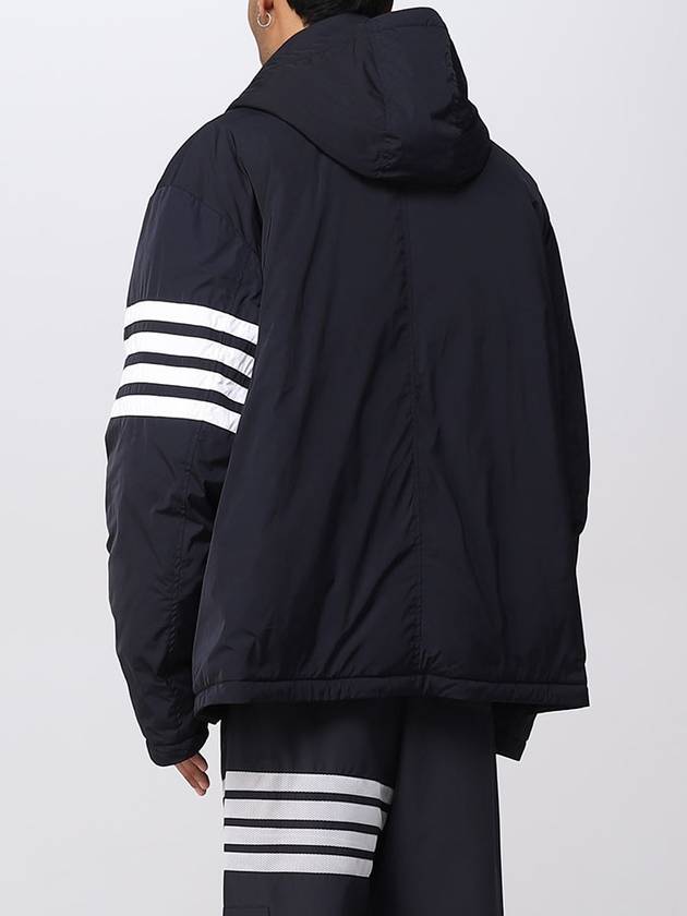 Poly Twill 4-bar Down Filled Hooded Jacket Navy - THOM BROWNE - BALAAN 5