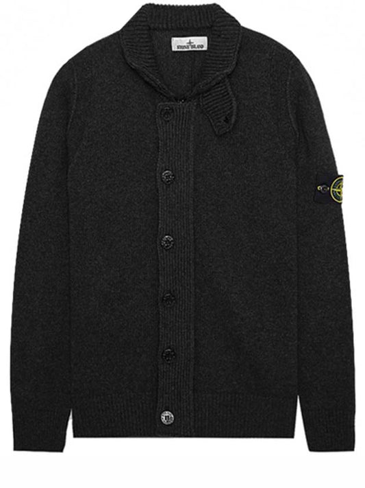 Lambswool Knit Cardigan Black - STONE ISLAND - BALAAN 2