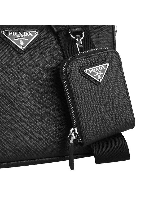 Triangle Logo Saffiano Leather Cross Bag Black - PRADA - BALAAN 9