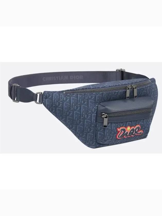 Kaws Dior Oblique Jacquard And Grained Calfskin Rider 2.0 Belt Bag Black - DIOR - BALAAN 3