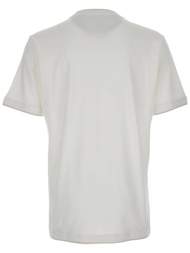 White Crewneck T-Shirt With Layered Collar In Cotton Man - ELEVENTY MILANO - BALAAN 2