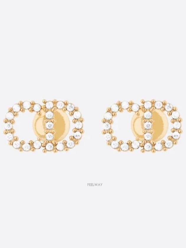 Claire D Lune Finish Metal White Crystal Earrings Gold - DIOR - BALAAN 2