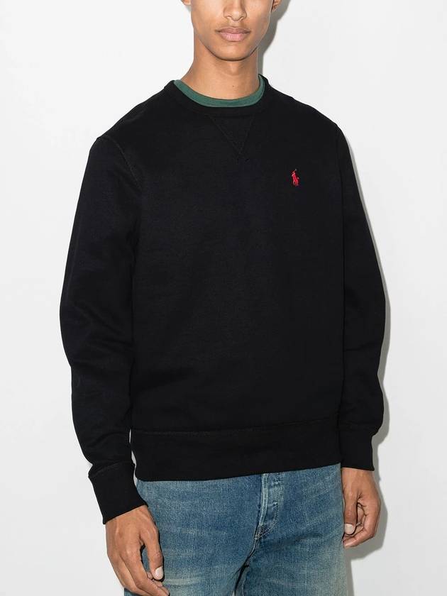 Embroidered Logo Pony Crew Neck Sweatshirt Black - POLO RALPH LAUREN - BALAAN 3