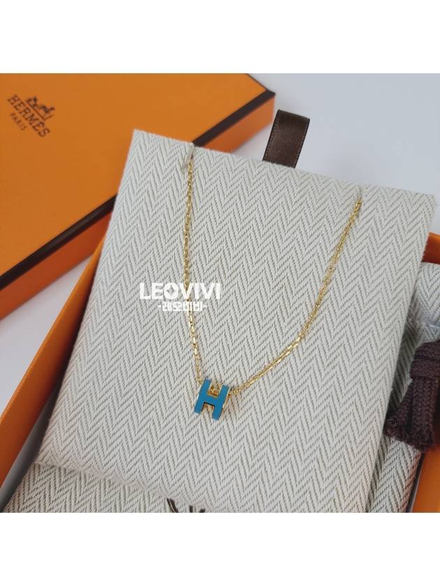 Pop H Pendant Mini PopAche Necklace Necklace Blue Jeans Yellow Gold - HERMES - BALAAN 8