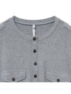 Ribbed henley neck long sleeve t shirt gray - NOIRER - BALAAN 5