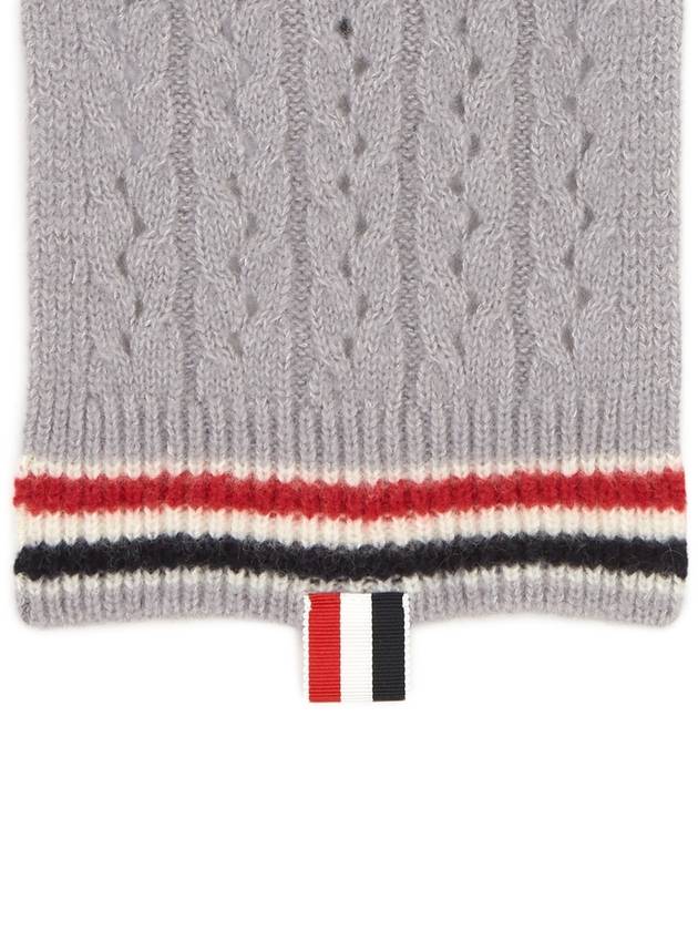 Wool Silk Cable Pointelle Muffler Light Grey - THOM BROWNE - BALAAN 8