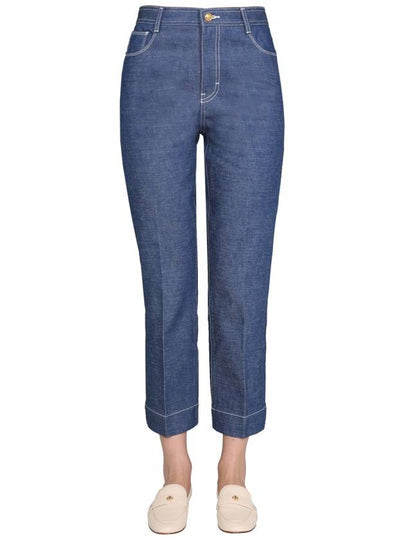 Women's Pocket Cropped Straight Jeans - TORY BURCH - BALAAN 2