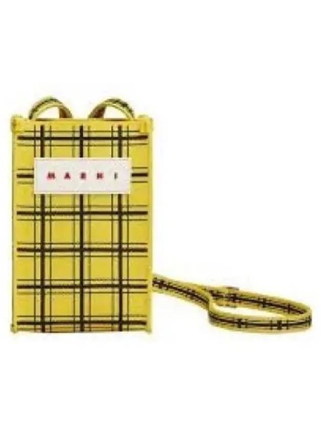 Plaid Logo Patch Checked Cross Bag Yellow - MARNI - BALAAN 2