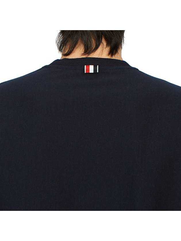 RWB Stripe Cotton Short Sleeve T-shirt Navy - THOM BROWNE - BALAAN 9