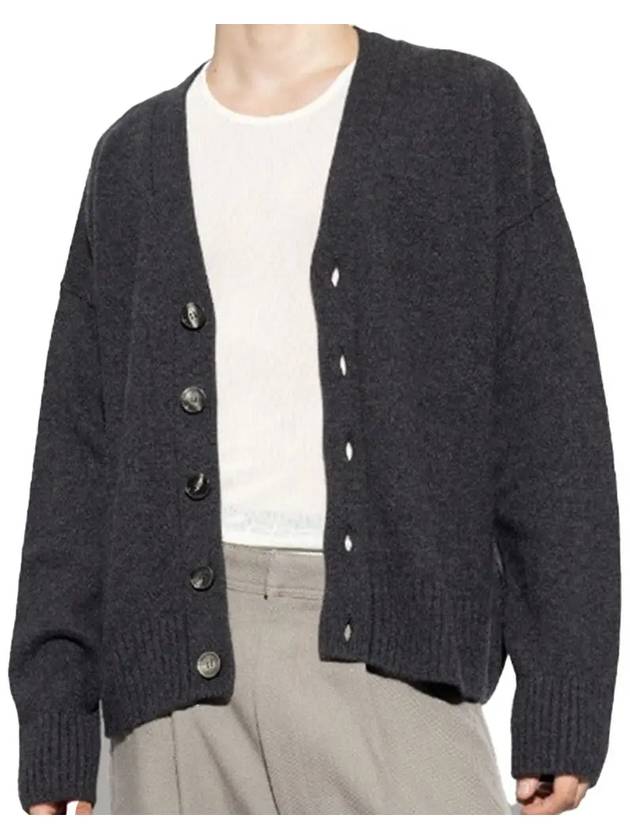 Wool Cashmere Cardigan Grey - AMI - BALAAN 3