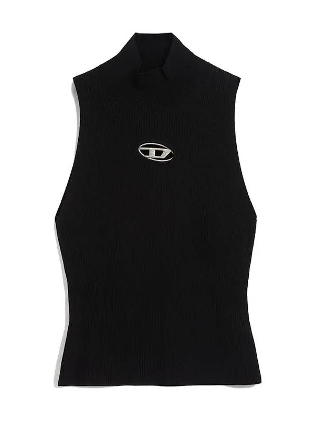 Ribbed Knit Turtleneck Sleeveless Black - DIESEL - BALAAN 2