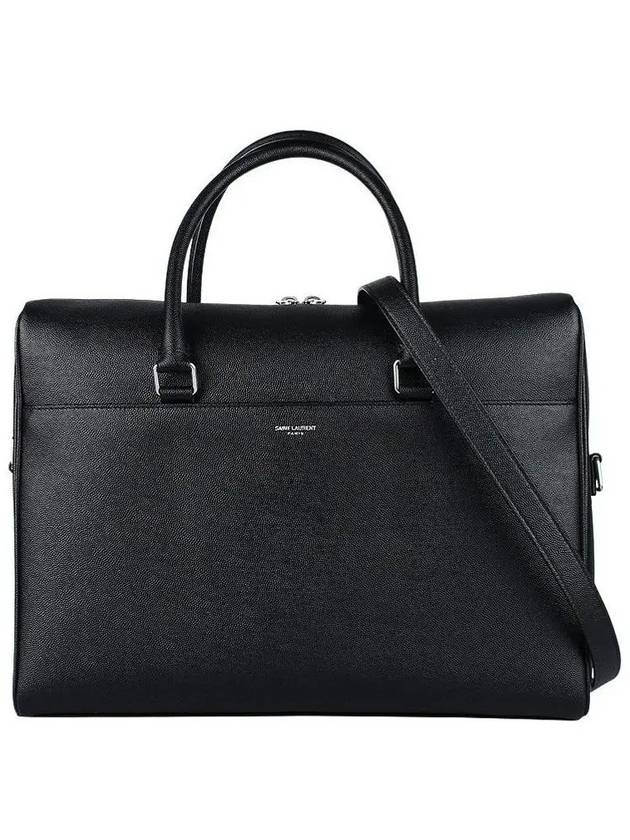 Logo Leather Brief Case Black - SAINT LAURENT - BALAAN 4