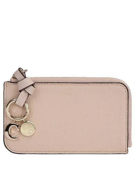 Alphabet Half Zip Leather Card Wallet Pink - CHLOE - BALAAN 2