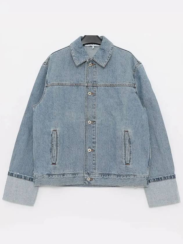 Fisherman Turn Up Denim Jacket Blue - LOEWE - BALAAN 3