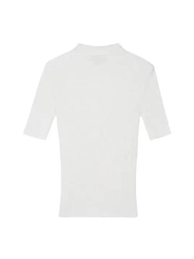 Danae Ribbed-Knit Polo Shirt Ecru - A.P.C. - BALAAN 3