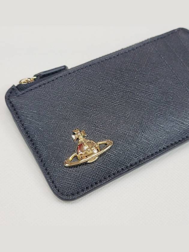 Orb Logo Stud Saffiano Card Wallet Black - VIVIENNE WESTWOOD - BALAAN 5