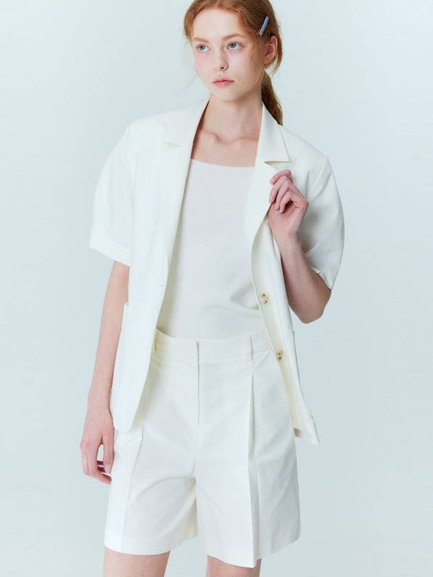 SET_Volume sleeve linen jacket_Bermuda pants_Ivory - OPENING SUNSHINE - BALAAN 4