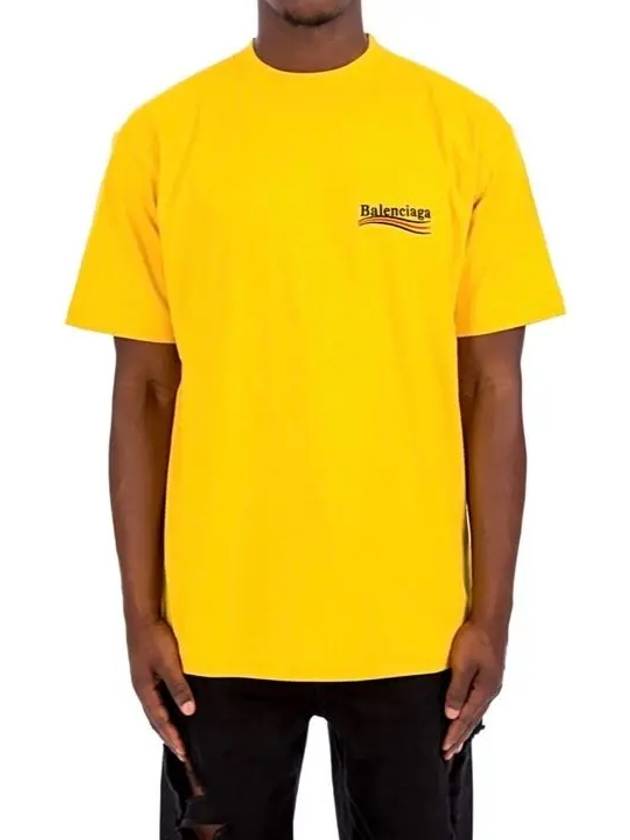 Wave Logo Political Campaign Large Fit Short Sleeve T-Shirt Yellow - BALENCIAGA - BALAAN 8