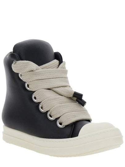 'Jumbo' Black Sneakers With Oversized Laces In Leather Woman - RICK OWENS - BALAAN 2