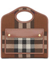 Mini Knit Check Leather Pocket Tote Bag Brown - BURBERRY - BALAAN 2