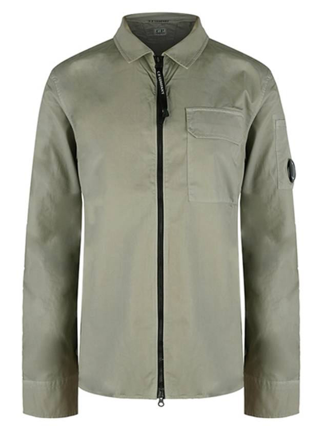 Gabardine Zipped Long Sleeve Shirt Sage - CP COMPANY - BALAAN 2