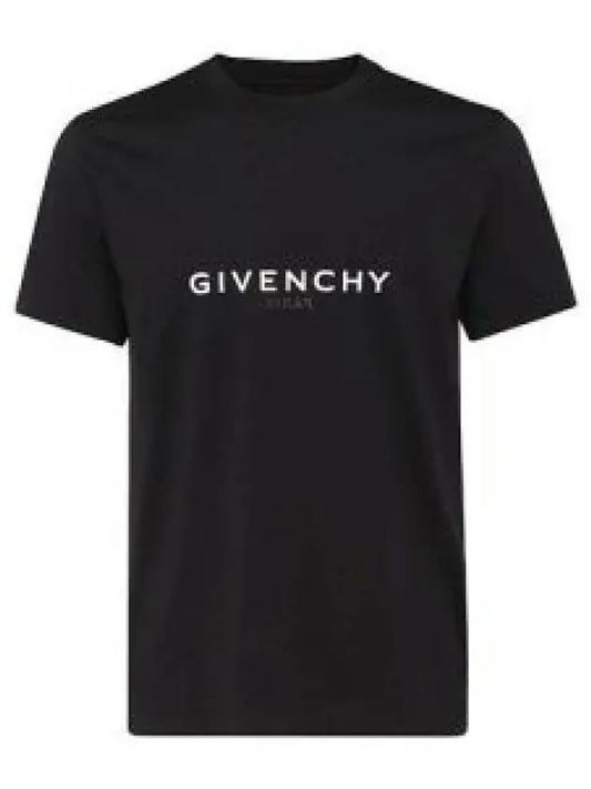Men's Reverse Logo Round Slim Short Sleeve T-Shirt Black - GIVENCHY - BALAAN 2