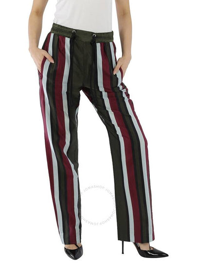 Women's Striped Cotton Silk Straight Pants - BURBERRY - BALAAN 2