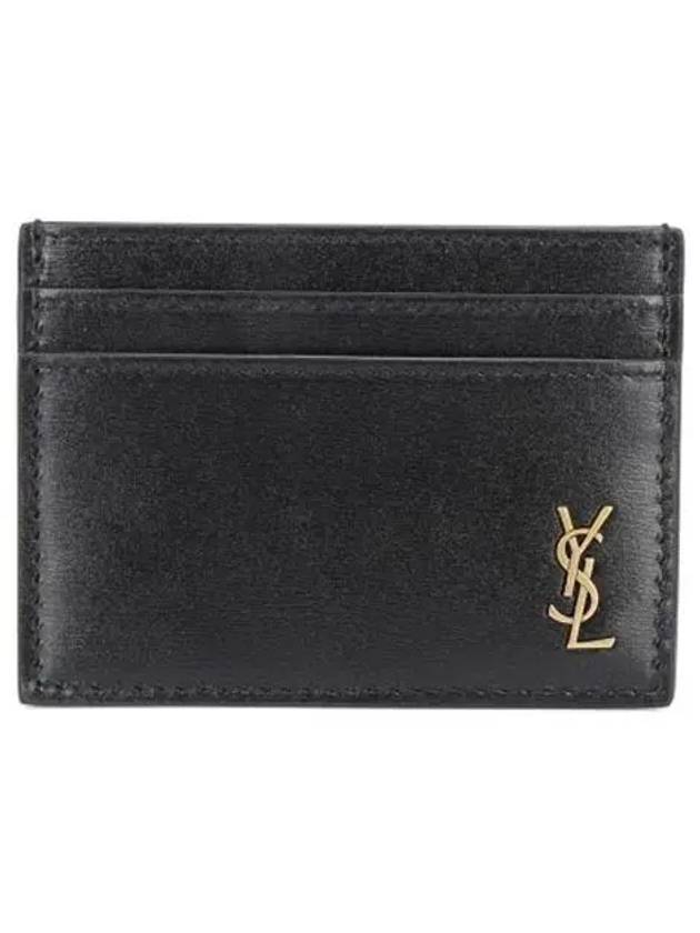 Tiny Monogram Shiny Leather Card Case Black - SAINT LAURENT - BALAAN 2