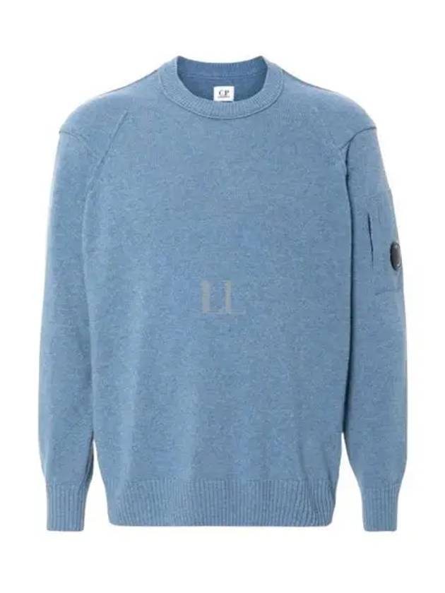 Lambswool GRS Crew Neck Knit Top Blue - CP COMPANY - BALAAN 2