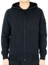 Garment Dyed Cotton Fleece Full Zip Hooded Jacket Navy - STONE ISLAND - BALAAN 3