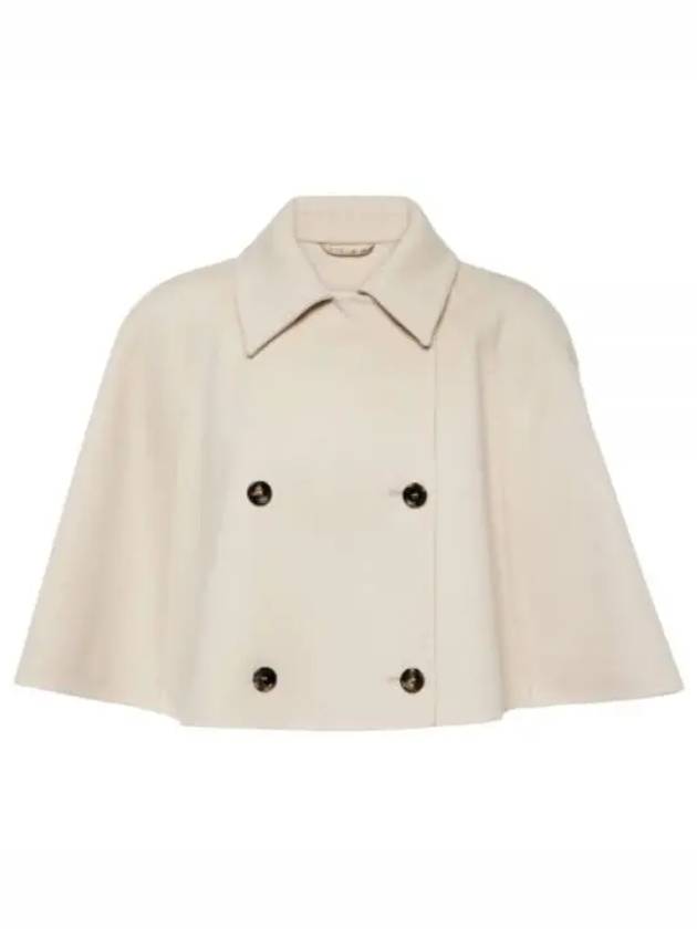 Volume Crop Double Breasted Virgin Wool Cape Beige - MAX MARA - BALAAN 2