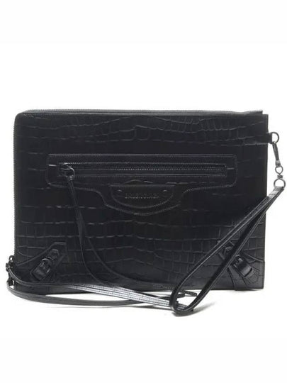 Crocodile Strap Clutch Bag Black - BALENCIAGA - BALAAN 2