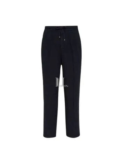 Drawstring Pleated Tapered Straight Pants Navy - BRUNELLO CUCINELLI - BALAAN 2